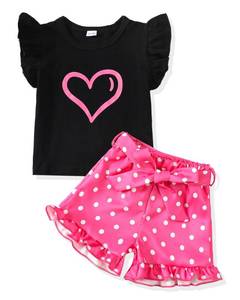 lot 83785 image: NZRVAWS 4T Girl Clothes Toddler Girl Summer Outfit 5T Love Shirt Tank Top  Black Shorts Set Clothing Gift for Girls