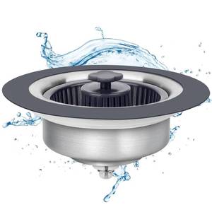 lot 83788 image: Semour Upgraded 3 in 1 Kitchen Sink Drain Strainer Stopper 304 Stainless Steel Pop Up Kitchen Sink Stopper Anti-Clogging Kitchen Sink Strainer Basket Filter for US Standard 3-12 Inch Drain