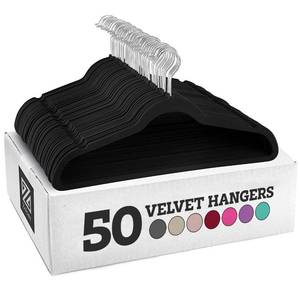 lot 83797 image: Zober Velvet Hangers 50 Pack - Heavy Duty Turquoise Hangers for Coats, Pants & Dress Clothes - Non Slip Clothes Hanger Set - Space Saving Felt Hangers for Clothing