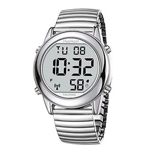 lot 83801 image: Large Digital Talking Watch English Speaking for The Blind, Elderly or Visually impaired Receives US Signals Automatic Time and Date Correction Big Numbers Easy to See Loud and Clear-Hearkent-2117M