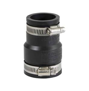 lot 83808 image: Supply Giant 6I3J Flexible PVC Rubber Coupling with Stainless Steel Clamps, 1.9x 1.6 Inner Diameter for 1-12 x 1-14 Nominal Pipe, Black