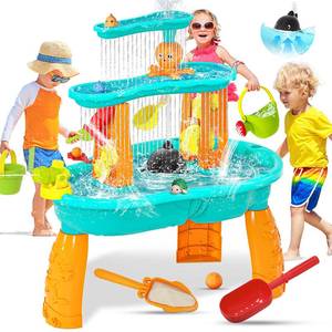 lot 83810 image: Upgraded Toddler Water Table, 3-Tier Outdoor Kids Activity Table with Water Pump & Water Toy Accessories, Rain Showers Splash Pond Outside Water Play Toys Sand Sensory Table for Boys Girls Age 3