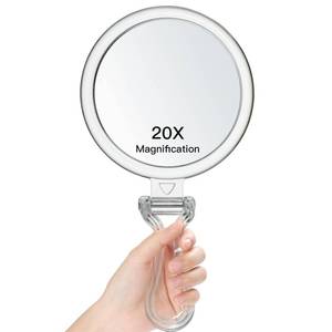 lot 83822 image: MIRORA Hand Held Mirror, Double-Sided 1X20X Magnifying Makeup Mirror, Handheld Foldable Table and Travel Usage (Round 5inch)