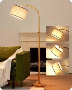 lot 83852 image: EDISHINE Dimmable Arched Floor Lamp, Gold Standing Lamp with Adjustable Line Lampshade, Rotary Switch, Reading Lights for Living Room, Bedroom, Study Room, Office, LED Bulb Included