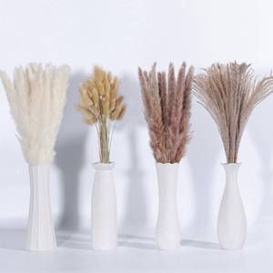 lot 83854 image: 100 pcs Pampas Grass Decor, Home Decorations for Centerpiece Table - Dried Flowers for Wedding, Baby Shower, Western Party - Boho, Farmhouse, Vintage Style - 17 Length, No Vase