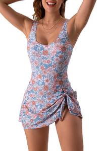 lot 83858 image: Eomenie One Piece Swimdress Swimsuits for Women Tummy Control Swim Dresses Skirt Bathing Suit