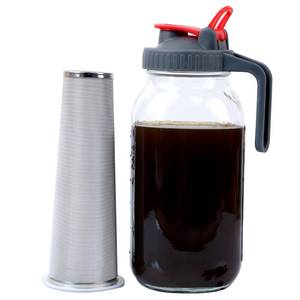 lot 83905 image: Mason Jar Cold Brew Coffee Maker 64 Oz (2 Quart) Wide Mouth Iced Coffee Maker With Pour Spout Handle Lid And Brew Filter For Icold Brew Coffee, Iced Tea, Lemonade And Beverages
