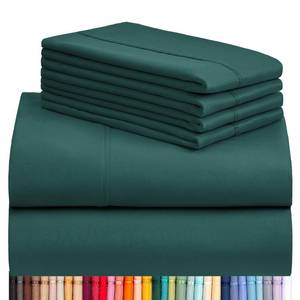 lot 83907 image: LuxClub 6 PC Queen Sheet Set, Breathable Luxury Bed Sheets, Deep Pockets 18 Eco Friendly Wrinkle Free Cooling Sheets Machine Washable Hotel Bedding Silky Soft - Emerald Queen