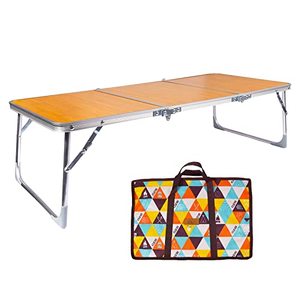 lot 83909 image: PLANEXPERT Folding Camping Table,3 Feet Portable Outdoor Table with Aluminum Legs,3 Fold Lightweight Beach Table with Handle,Camping Accessories for Home Picnic BBQ Garden Cooking