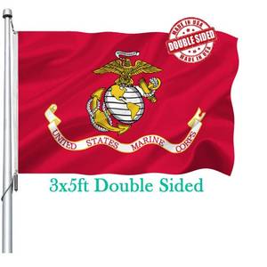 lot 83921 image: Double Sided Marine Corps USMC Flag 3x5 Outdoor- Heavy Duty Polyester Marine Army Military Flags Banner with 2 Brass Grommets,4 Rows Stitched