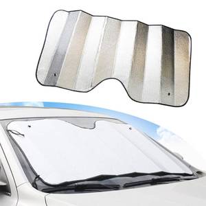 lot 83923 image: UGSHY 1 PC Car Windshield Sun Shade, 55.1 Inches x 27.5 Inches Sun Visor Protector, Automobile Universal Accessories, for Most Cars, Trucks and Vans (Silver)