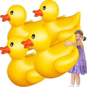 lot 83938 image: Hungdao 4 Pack 4 Feet Giant Inflatable Duck Huge Rubber Duck Large Blow up Duck Inflatable Duck Pool Float for Kids Summer Beach Swimming Pool Party Decoration (Classic)