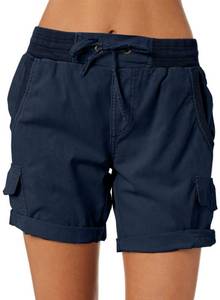 lot 83946 image: Dokotoo Cotton Shorts for Women Trendy Long Comfy Cargo Womens Shorts Bermuda 2024 Casual Summer High Waisted Womens Shorts Clothes Clothing Resort Wear Vacation Outfits Women Blue
