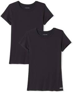 lot 83948 image: Amazon Essentials Womens Tech Stretch Short-Sleeve Crewneck T-Shirt (Available in Plus Size), Pack of 2, Black, Medium