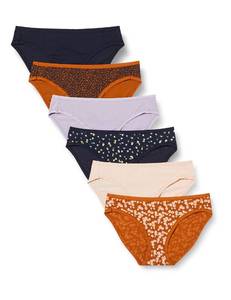 lot 83956 image: Amazon Essentials Womens Cotton Bikini Brief Underwear (Available in Plus Size), Pack of 6, MulticolorFloralPetal Print, X-Small