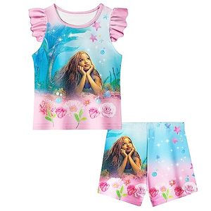lot 83960 image: QUANWPS Princess Shirt Shorts Set Little Girls Toddler Cartoon Movie Home Casual Wear for Kids 2-8 Years, F-pink