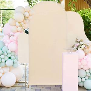 lot 83973 image: FUHSY 7.2FT Arch Stand Cover Beige Fitted Wedding Arch Backdrop Cover Balloon Chiara Arch Backdrop Panels for Birthday Party Round Top Backdrop Frame Stand Cover Spandex for Birthday Party Decoration