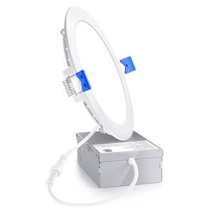 lot 83983 image: Ensenior 1 Pack 6 Inch Ultra-Thin LED Recessed Ceiling Light with Junction Box, 3000K Warm White, 12W 110W Eqv, Dimmable Can-Killer Downlight, 1050LM High Brightness - ETL and Energy Star Certified