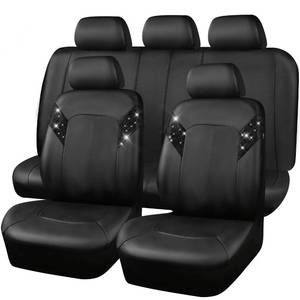 lot 83984 image: CAR PASS Bling Car Seat Covers Shining Rhinestone Diamond Waterproof Faux Leather Full Set Universal Fit 95% Automotive Glitter Crystal Sparkle Strips for Cute Women Girl, Black Diamond