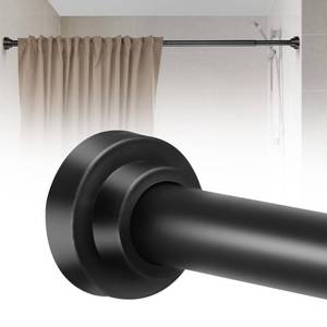 lot 83985 image: Shower Curtain Rod 31-80 in Adjustable Curtain Rod No Drilling Black Tension Shower Rod Stainless Steel for Bathroom Room Divider