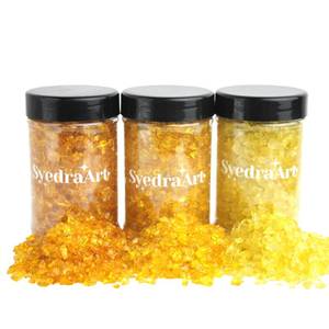 lot 83987 image: Syedra Crushed Glass for Crafts, Resin Art,Set of 3, Crushed Colored Mirror Pieces 3-6mm 2LB (Yellow)
