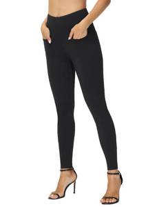 lot 84004 image: THE GYM PEOPLE Womens Casual Yoga Leggings High Waisted Tummy Control Workout Pants with 4 Pockets(Black, Large)
