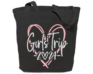 lot 84007 image: GXVUIS Canvas Tote Bag for Women Aesthetic Girls Trip Love 2024 Reusable Shoulder Bags for Shopping Beach Gift for Friend Black