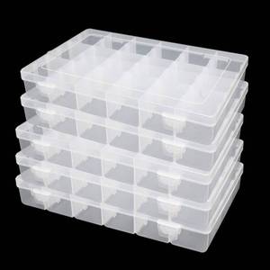 lot 84010 image: FengWu 5 Pack Plastic Jewelry Organizer Box 18 Big Girds Clear Storage Organizer Case with Adjustable Dividers Jewelry Storage Container Multi Compartment Storage Box for Washi Tape, Bead, Gem, Rock