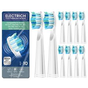 lot 84050 image: 10 Pack Toothbrush Heads, Electric Toothbrush Replacement Heads Compatible with Fairywill Electric Toothbrush FW-5075085155519179592011D1D3D7D8 White 10Pack