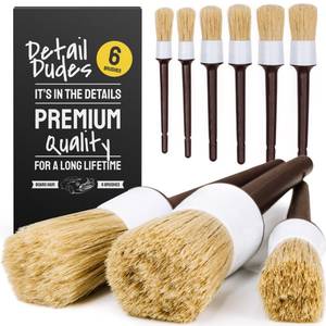 lot 84051 image: Detail Dudes Car Detailing Brush Ultra Soft Boars Hair Set of 6 Automotive Detail Brushes- Washing & Cleaning for Wheels, Interior Upholstery, Emblem, Air Vent- Vehicles & Auto Interior Detailing Kit