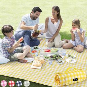 lot 84054 image: ZAZE Extra Large Picnic Blankets, 80x80 Washable Waterproof Foldable Oversized Compact Picnic Mat for Spring Summer Blanket Beach, Camping on Grass (Yellow and White)