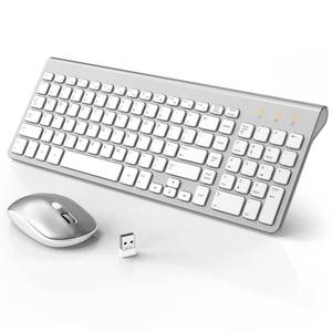 lot 84068 image: WisFox Wireless Keyboard and Mouse Combo, Ultra Slim Compact Keyboard with Silent Keys, Power Switch, Lag-Free Cordless USB Set with Number Pad for Computer, Laptop, Windows (White)