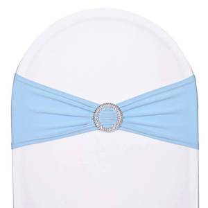 lot 84080 image: SweetEasy 50pcs Stretch Spandex Chair Sashes for Baby Shower Wedding Chair Covers Party Banquet Decoration Elastic Chair Bands for Event(Light Blue)