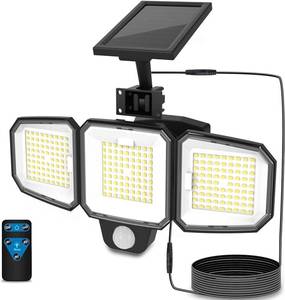 lot 84087 image: CEOTIS Solar Outdoor Lights, 243 LED 3500LM Motion Sensor Solar Lights, IP65 Waterproof 3 Heads Security Flood Lights, Separate Solar Panel Remote Control 3 Modes Wall Lights