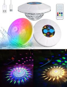 lot 84101 image: Floating Pool Lights with Remote, Changing Multicolor Pool Lights, IP68 Waterproof (4 Pack)
