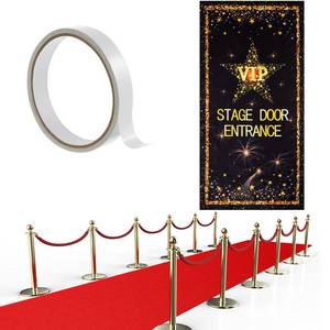 lot 84106 image: Timtin Red Carpet Runner 2.6 x 15 ft Not Slip Red Aisle Runner VIP Stage Door Entrance Cover Movie Theme Party Accessory 55 GSM Thickness with Carpet Tape for Film Carnival Wedding Decoration