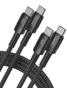 lot 84107 image: toocki USB C Cable,100W 6ft, 2-Pack PD 5A Fast Charging USB C to USB C Cable, Nylon Braided USB C Charger Cable for iPhone 1515 Pro15 Plus15 Pro Max, MacBook Pro, Galaxy S23Ultra, Switch, Pixel