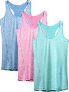 lot 84109 image: NELEUS Workout Running Racerback Long Tank Top for Women,8006,3 Pack,Light Blue,Rose red,Light Green,M,EU L