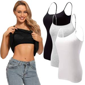 lot 84130 image: Ibeauti 3Pack Womens Camisoles Tops with Built in Padded Bra Basic Breathable Tank Top (BlackWhiteGrey, Small)