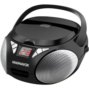 lot 84140 image: Magnavox MD6924 Portable Top Loading CD Boombox with AMFM Stereo Radio in Black  CD-RCD-RW Compatible  LED Display  AUX Port Supported  Programmable CD Player 