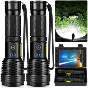 lot 84146 image: Flashlights LED High Lumens Rechargeable, 990,000 Lumen Super Bright Flashlight, USB Fast Charging High Powered Flash Light, Powerful IPX7 Waterproof Handheld Flashlights for Home,Camping(2 Pack)