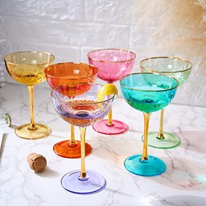 lot 84164 image: Vintage Art Deco Coupe for Champagne, Martini, Cocktails  Set of 6  7 oz Classic Cocktail Glassware - Manhattan, Cosmopolitan, Sidecar, Crystal Speakeasy Style Saucer Goblets Coupes with Stems