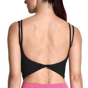 lot 84174 image: Aoxjox Womens Workout Sports Bras Fitness Padded Backless Yoga Crop Tank Top Twist Back Cami (Black, Medium)