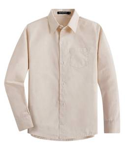 lot 84179 image: Spring&Gege Boys Long Sleeve Dress Shirts Formal Uniform Woven Solid, Beige, 13-14 Years