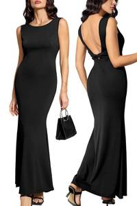 lot 84193 image: VICIALL Womens Sleeveless Bodycon Maxi Dress Crewneck Elegant Summer Casual Tank Long Dresses Sexy Backless Party Dress Black