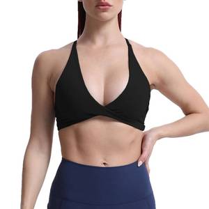 lot 84222 image: Aoxjox Womens Workout Sports Bras Fitness Backless Padded Sienna Low Impact Bra Yoga Crop Tank Top (Black, Large)