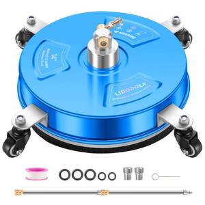 lot 84224 image: 14 Pressure Washer Surface Cleaner with 4 Wheels - Coated Blue Stainless Steel Surface Cleaner for Pressure Washer Attachment for Concrete, Driveway, Patio, Sidewalk, Deck and Driveways - PWS14B