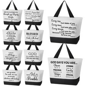 lot 84226 image: Talltalk Christian Tote Bag - Set of 10, Inspirational Bible Verse, Reusable Canvas, Bulk Library Book Bag, Grocery Shopping, Gifts for Women