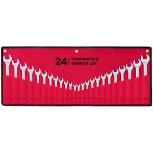 lot 84231 image: 24-Piece All-Purpose Master Combination Wrench Set with Roll-up Pouch  SAE 14� to 1�, Metric 8mm to 24mm  Perfect for General Household, Garage, Auto Repairs, Car, Truck, Boat, and Travel Emergency