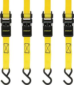 lot 84473 image: STANLEY S9500 BlackYellow 1 x 10 Ratchet Straps - Light Cargo (300 lb Working Load  900 lb Break Strength), 4 Pack